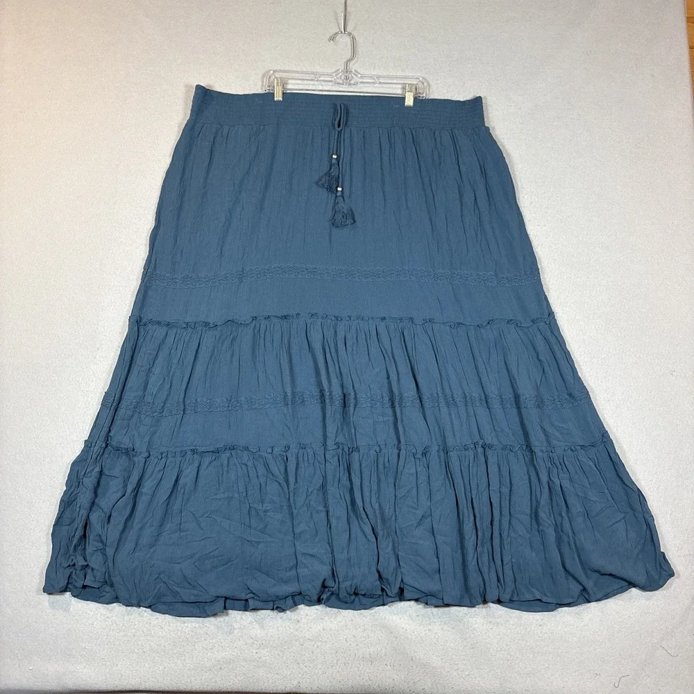 Torrid Maxi Washable Gauze Drawstring Lace Trim Skirt SIze 6 NWT